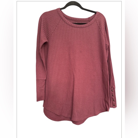 Chaser Mauve Thermal Button Sleeve Top - Picture 1 of 4
